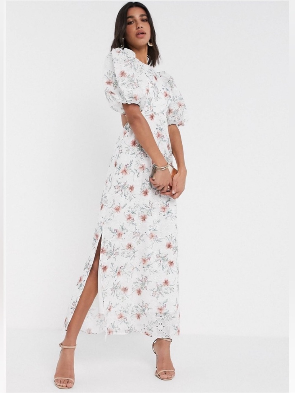 ASOS Design Floral Puff-Sleeve Maxi Dress